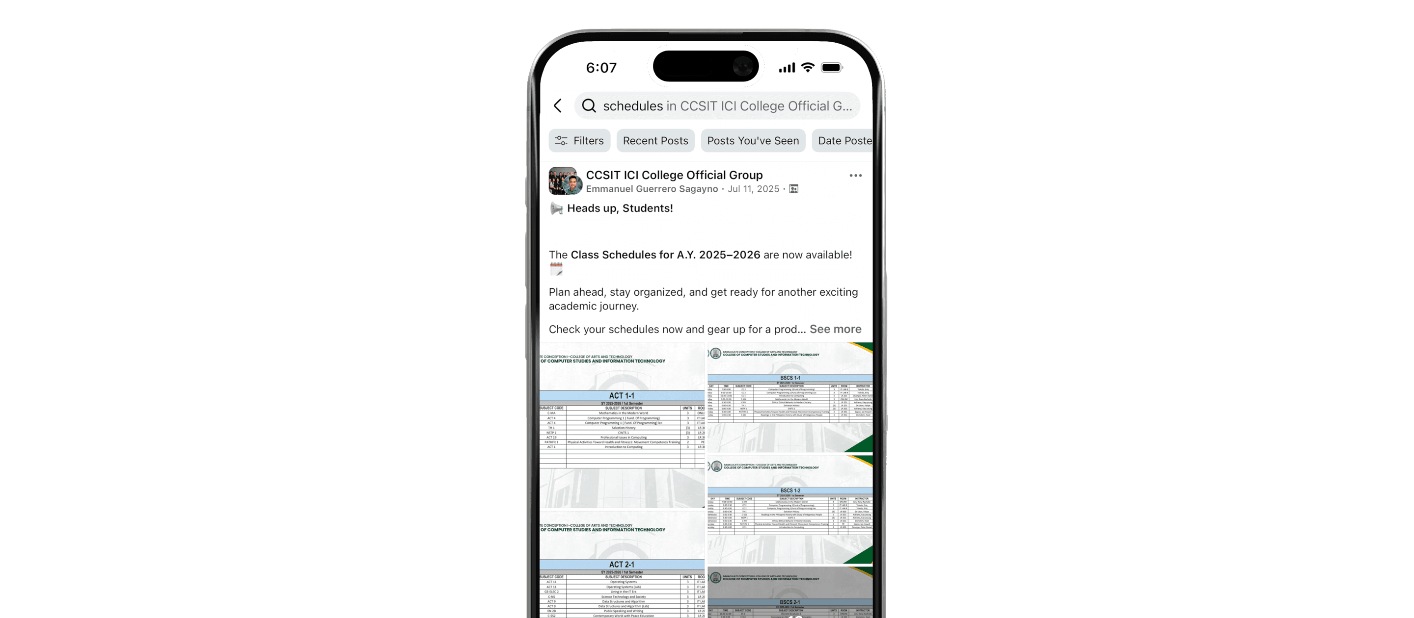 Before MySched placeholder showing scattered schedule sources.
