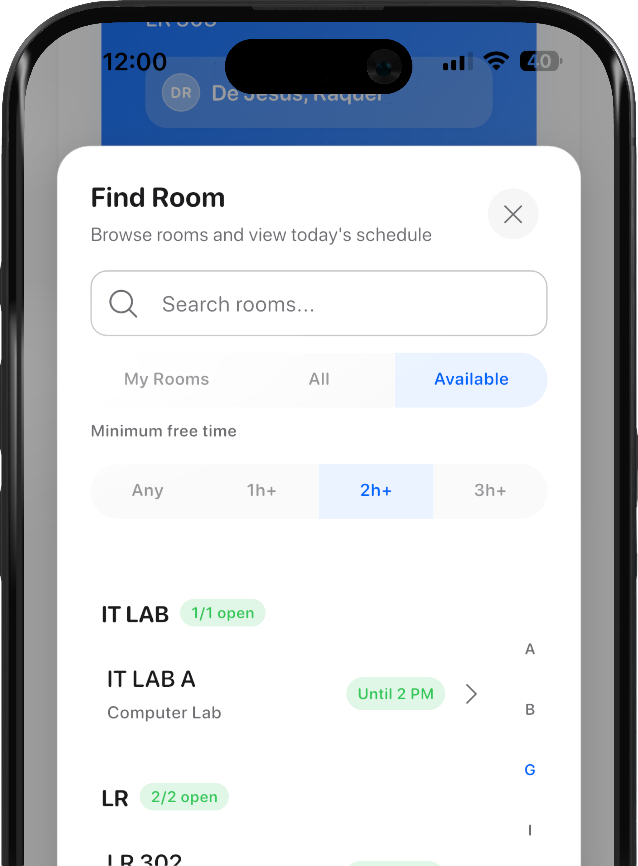 MySched Find Room screen preview